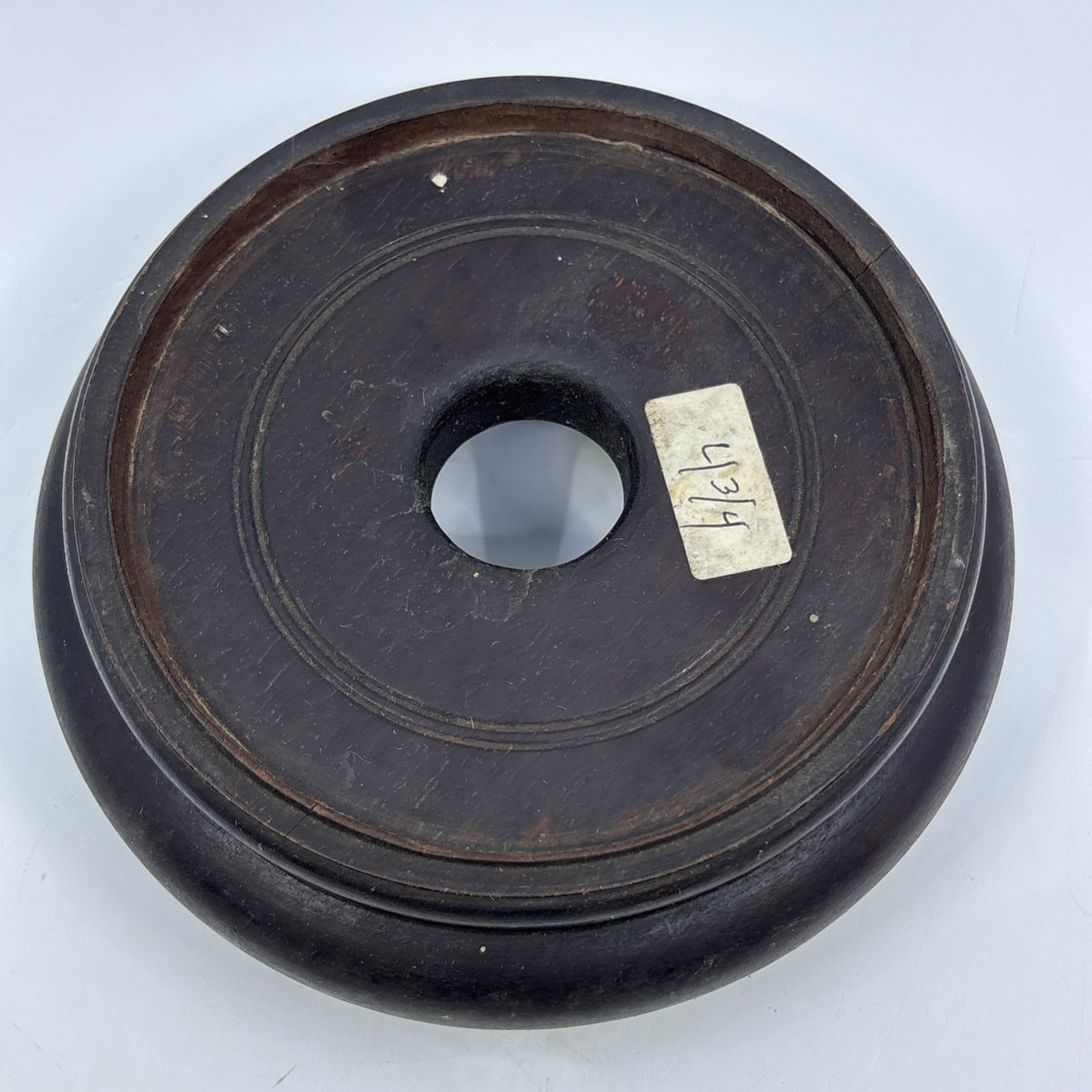 Vintage Chinese Wood Display Stand Vase Plant Asian Lamp Base Round 5″ Inner