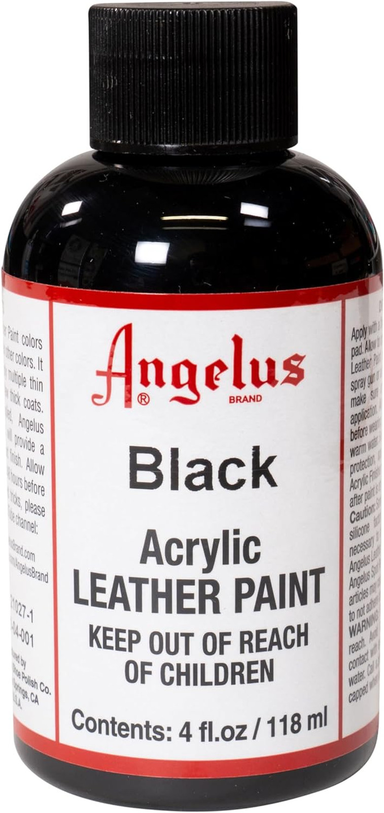 Acrylic Leather Paint Non Toxic Water Based for Shoes Bags 4 FL Oz Black