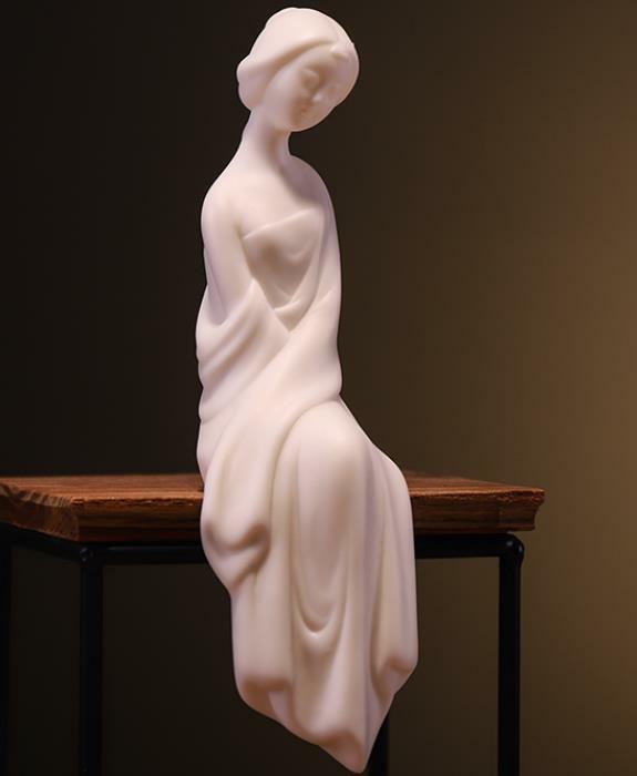 7″ Chinese White Porcelain Ceramics Beautiful Woman Figurine Statue Statues