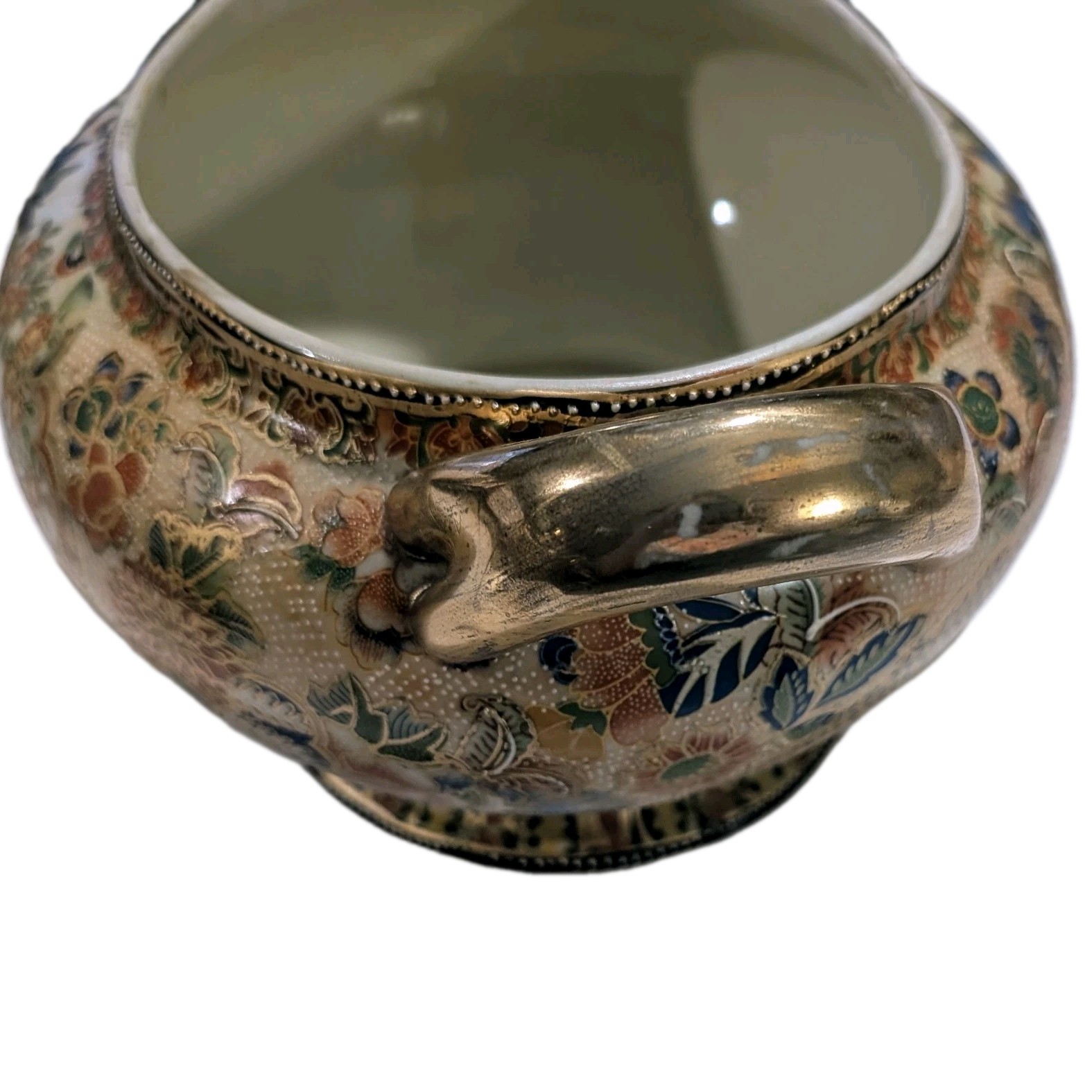 Large 14.5″ Gilded Vintage Chinese Tureen Birds Floral