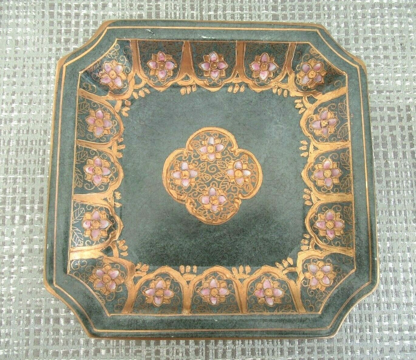 VTG Ceramic hand painted Toyo Set 2 pieces Trinket Dish and Oval Container w/Lid