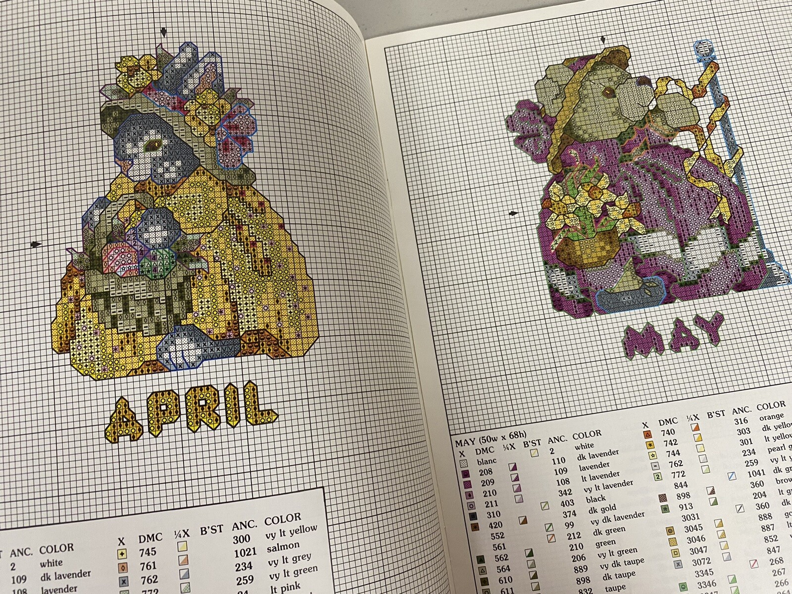 A Year of Bunnies and Teddies~Counted Cross Stitch Book~1994~LeisureArts #2621