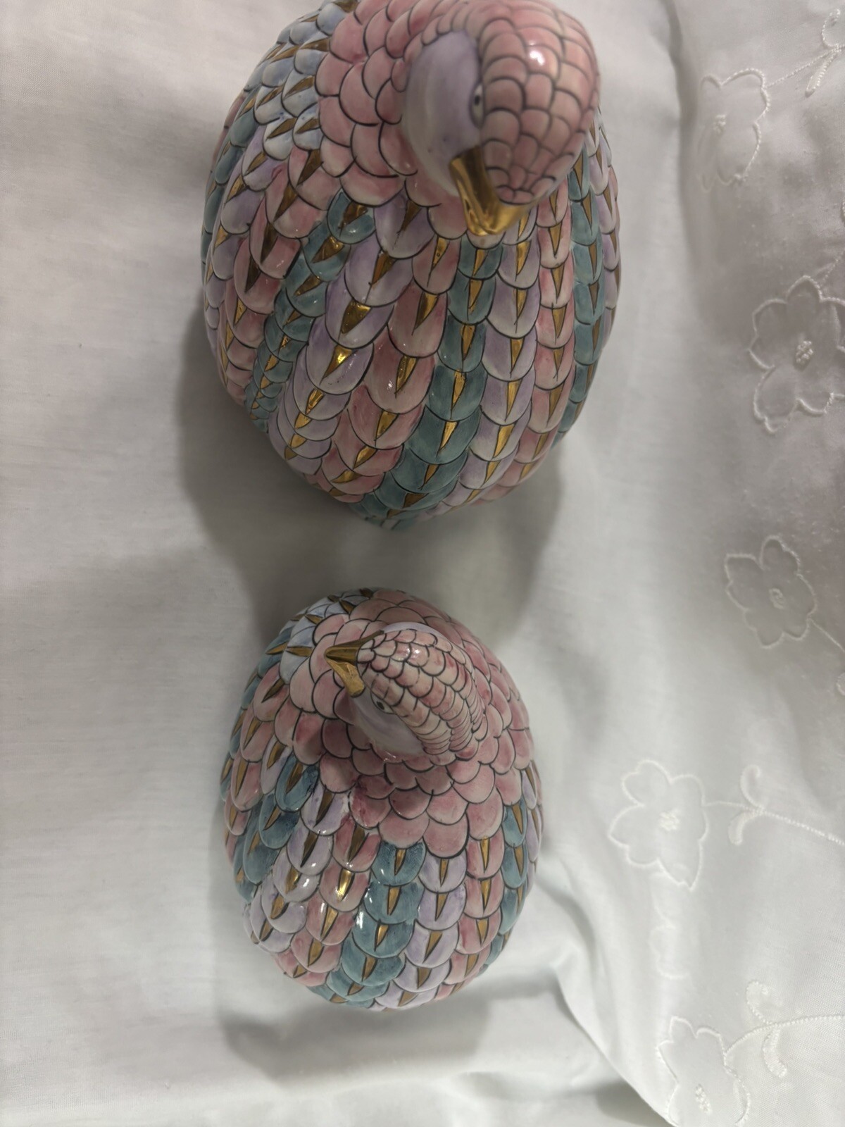 RARE Vintage H.F.P Macau Ceramic Love Birds Doves Chinese Porcelain TOYO