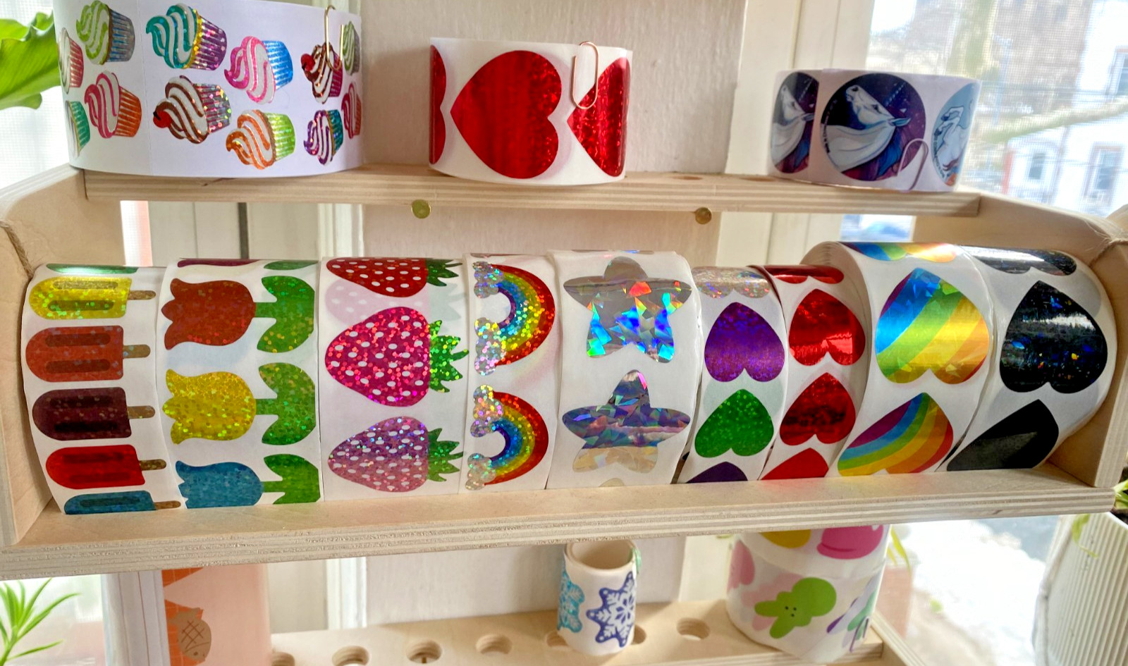 Updated: Retro Stickers Off The Roll: Sparkle, Cute Cats, Rainbows+ You Choose!