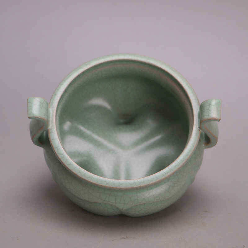 3.7″ Good China Porcelain Ru Kiln Green Glaze Hacking Three Foot Incense Burners