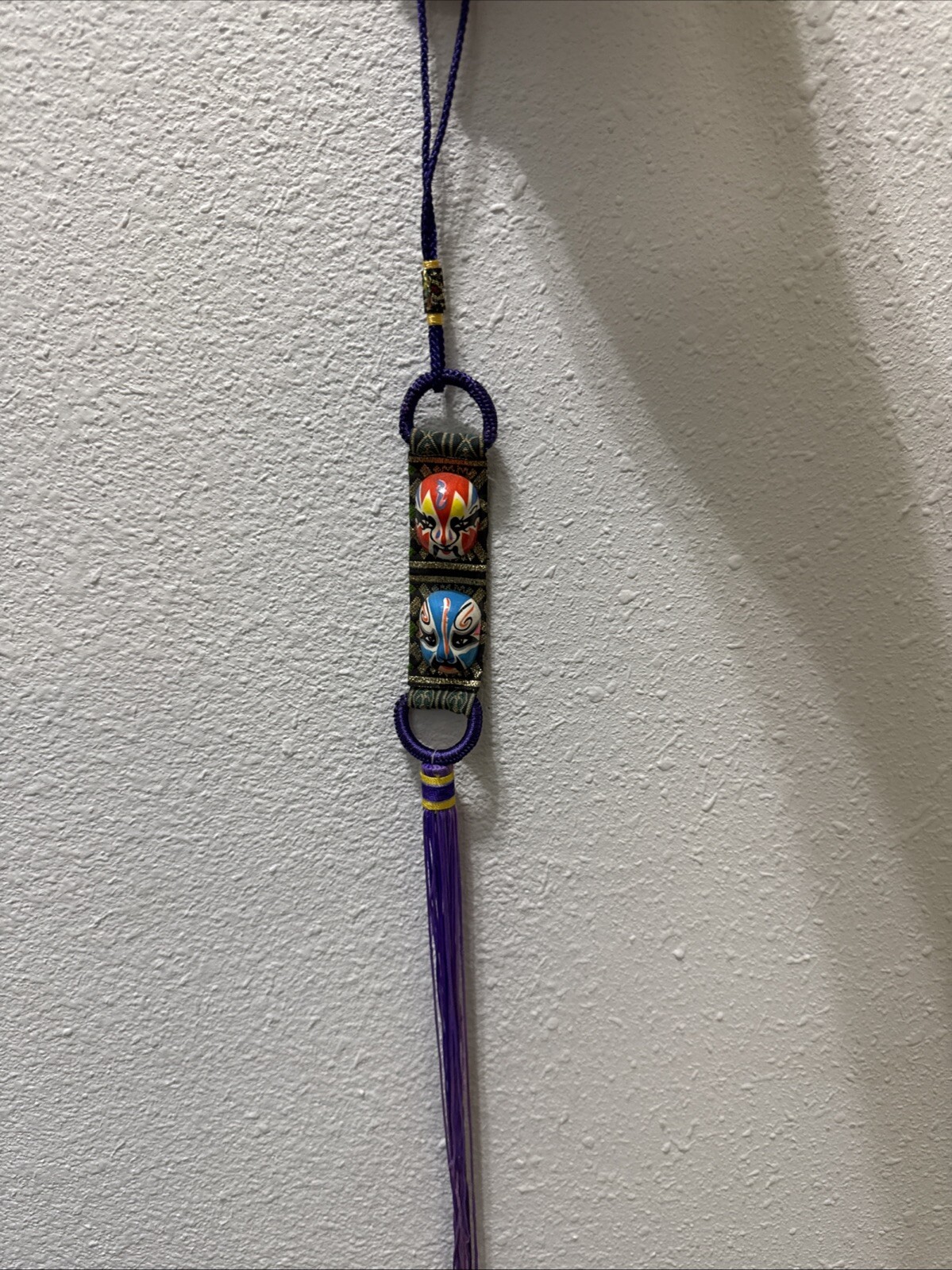 Purple CHINESE KNOT TASSEL With Hand Painted Opera Masks Home Car Decor