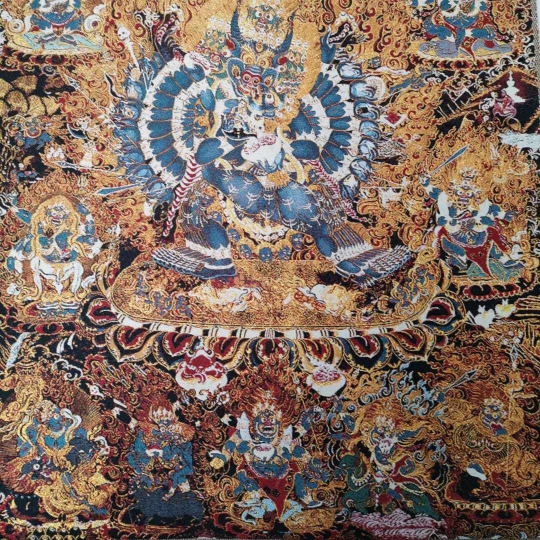 36″ Tibet Tibetan Cloth Silk Buddha Yamantaka Tangka Thangka Mural 23654