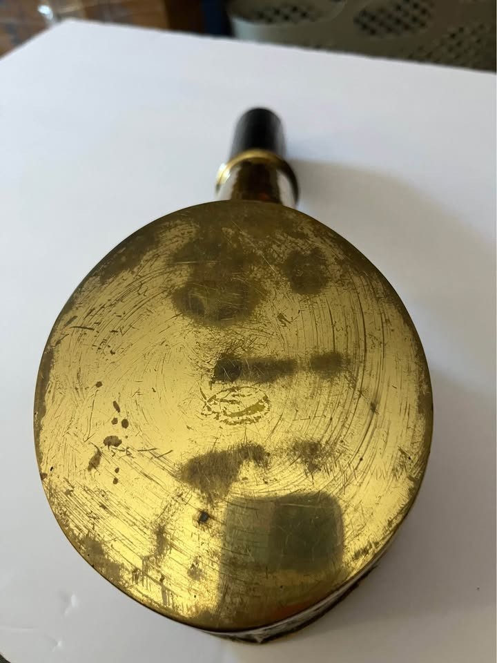 Vintage Chinese Brass Silk Iron (Coal) W Wood Handle