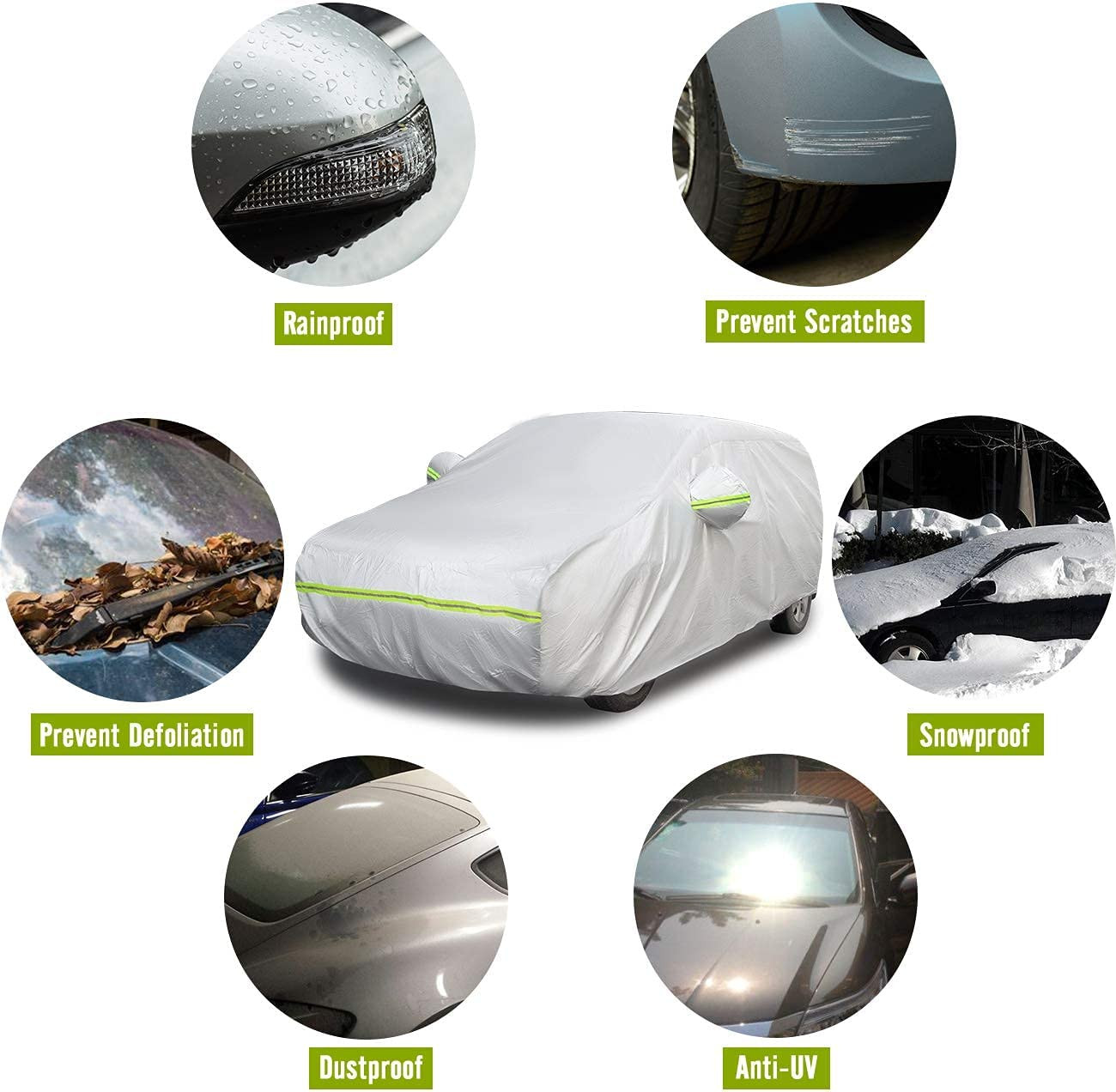 Hatchback Car Cover 5 Layers Universal Fit Sun Rain Windproof Dustproof NEW