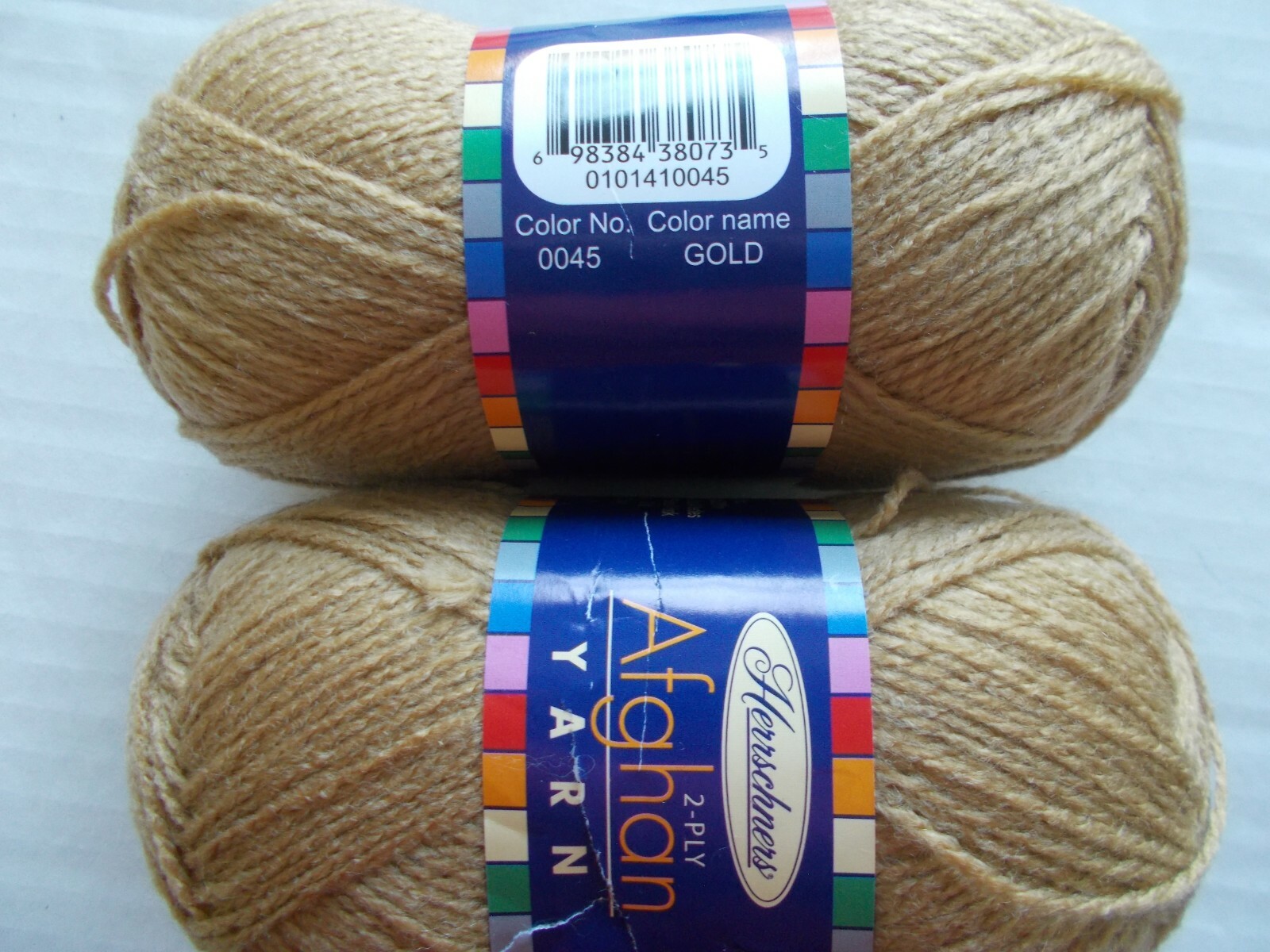 Herrschners Afghan Yarn 2-ply, Gold (taupe), lot of 2 (220 yds each)