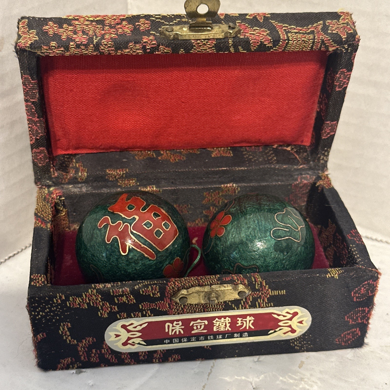 Vintage Shou Xing Chinese Baoding Iron Balls Frogs Chiming Hand Exercise BROKEN