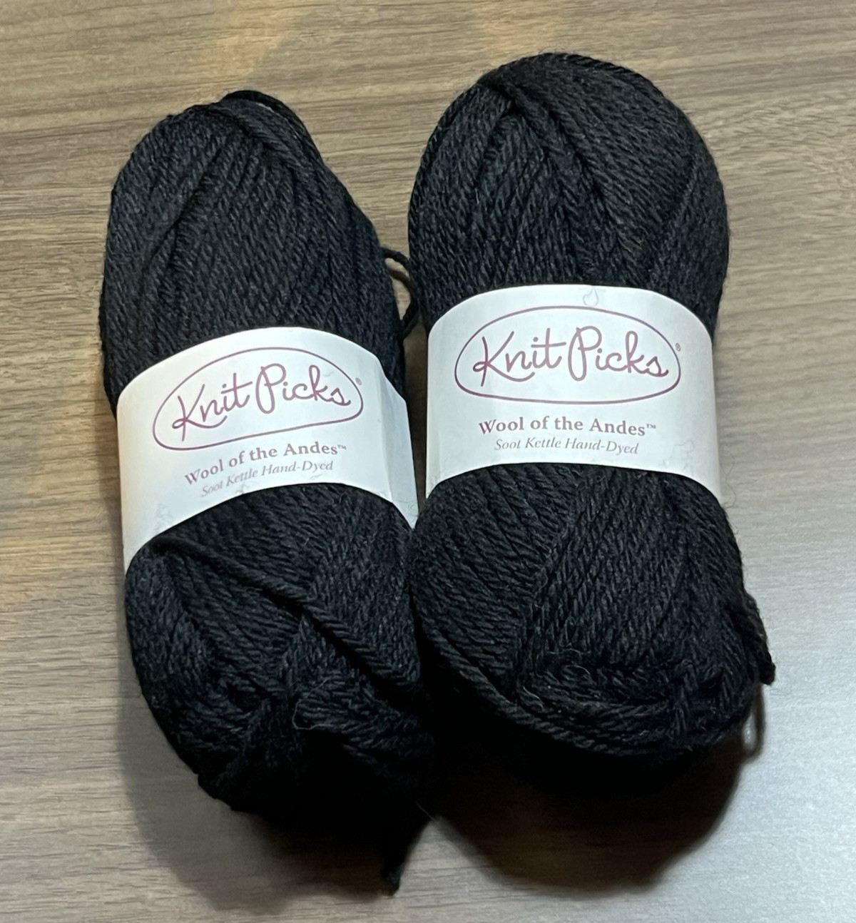 Knit Picks WOOL OF ANDES Yarn SOOT KETTLE 100 % Wool 50gr/110yds ea. Set of 2