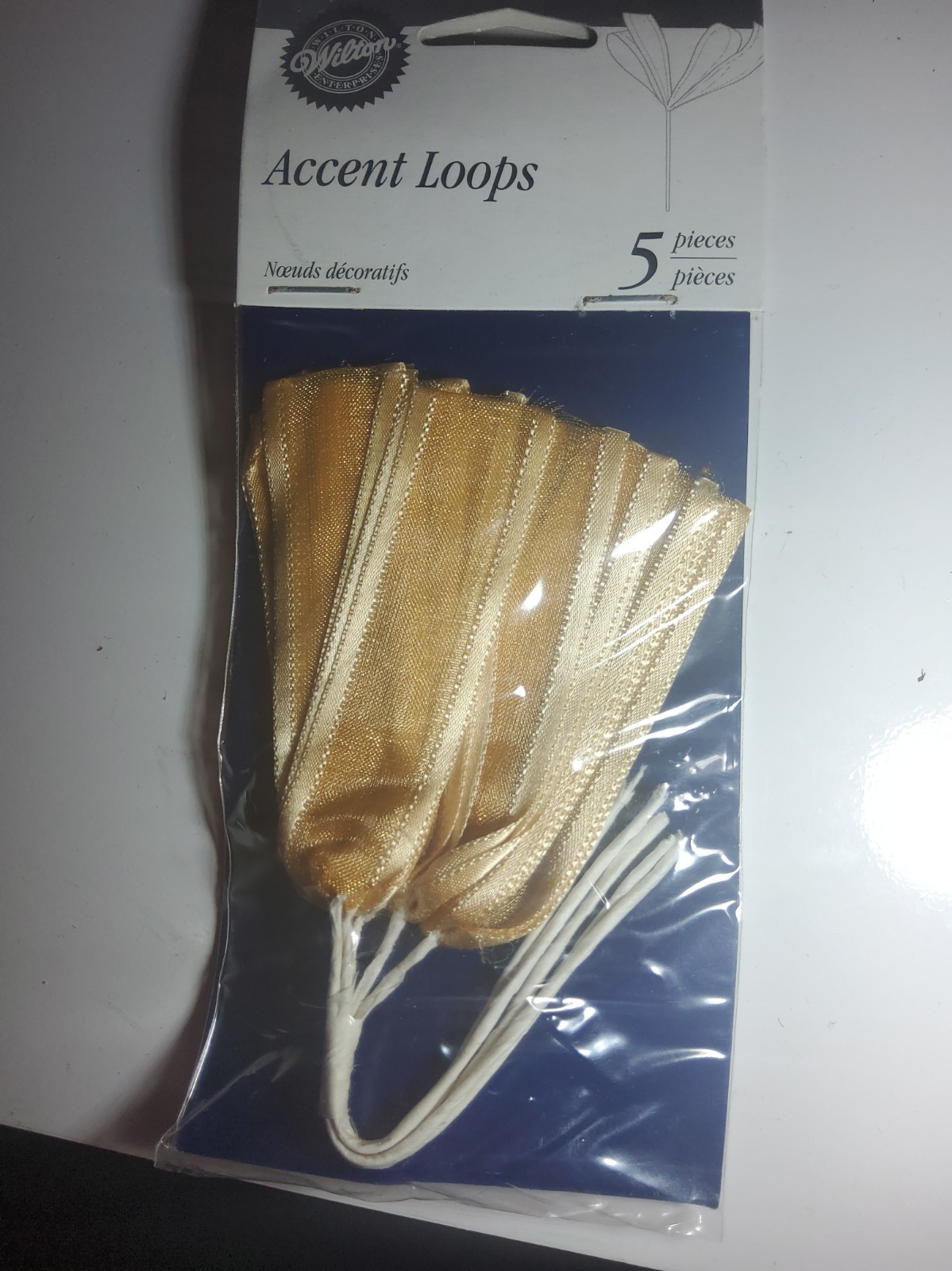 Wilton Elegant Accent Loops Gold 3D Organza Ribbons Satin Wedding Cake Scrapbook