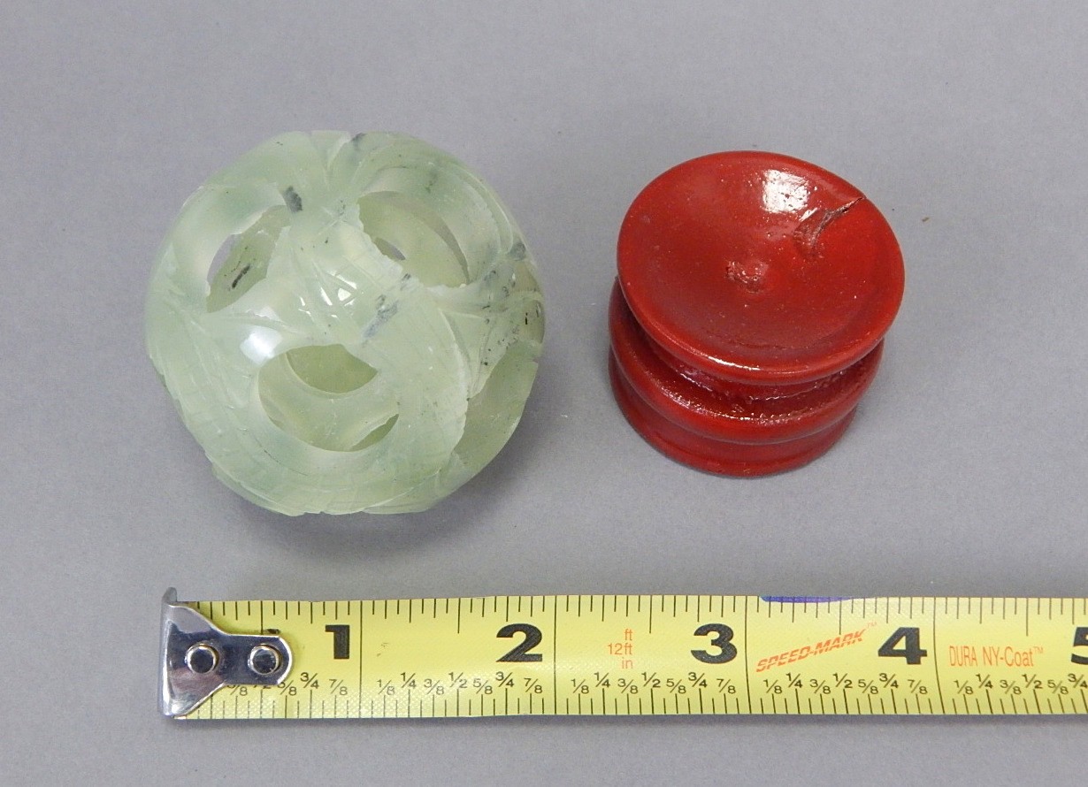 Vintage Chinese Jade Puzzle Ball Devil’s Work pale green