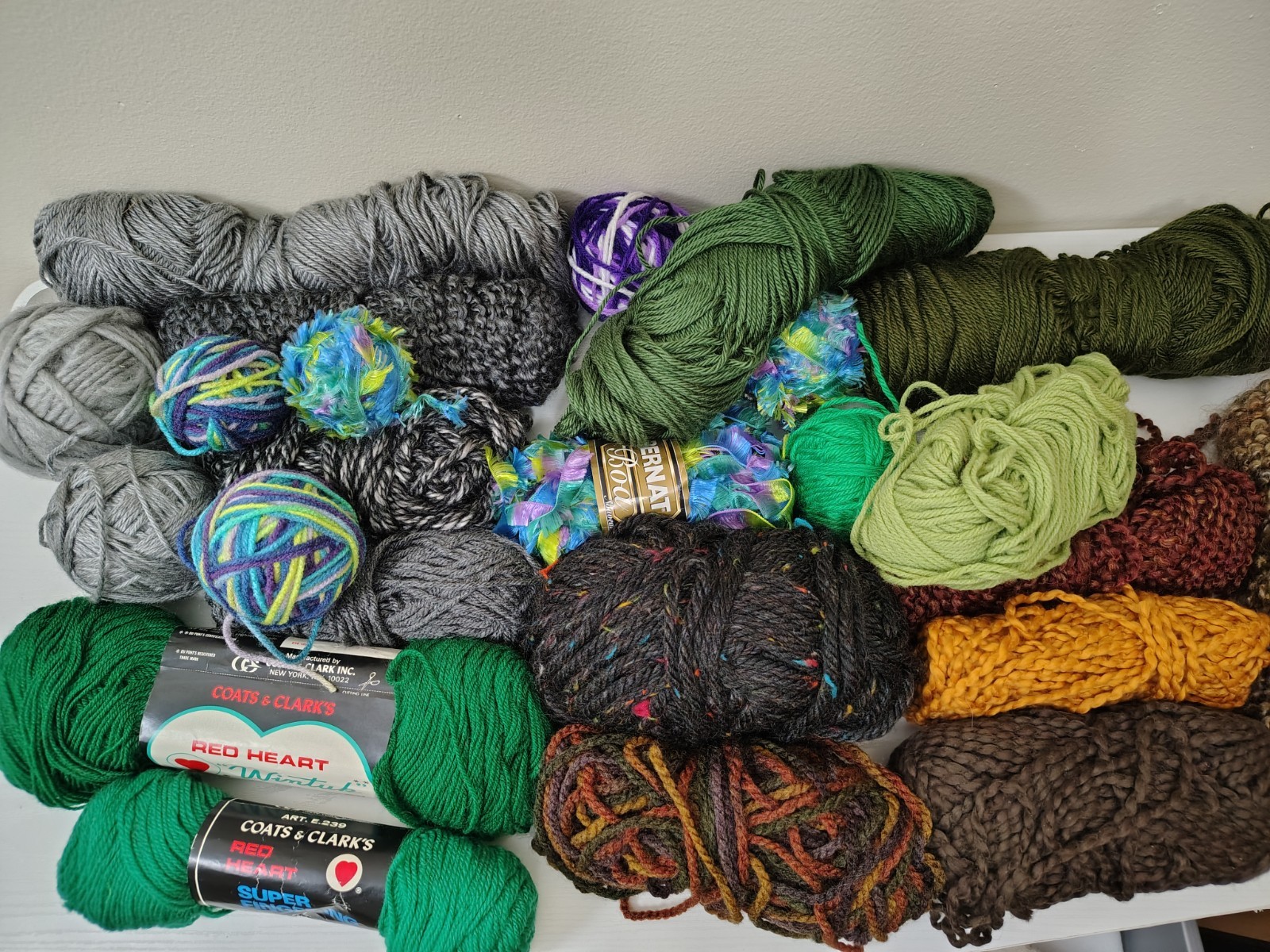 Lot Of 24 Mixed Skeins and Balls of Yarn Partial (Used) a couple New.