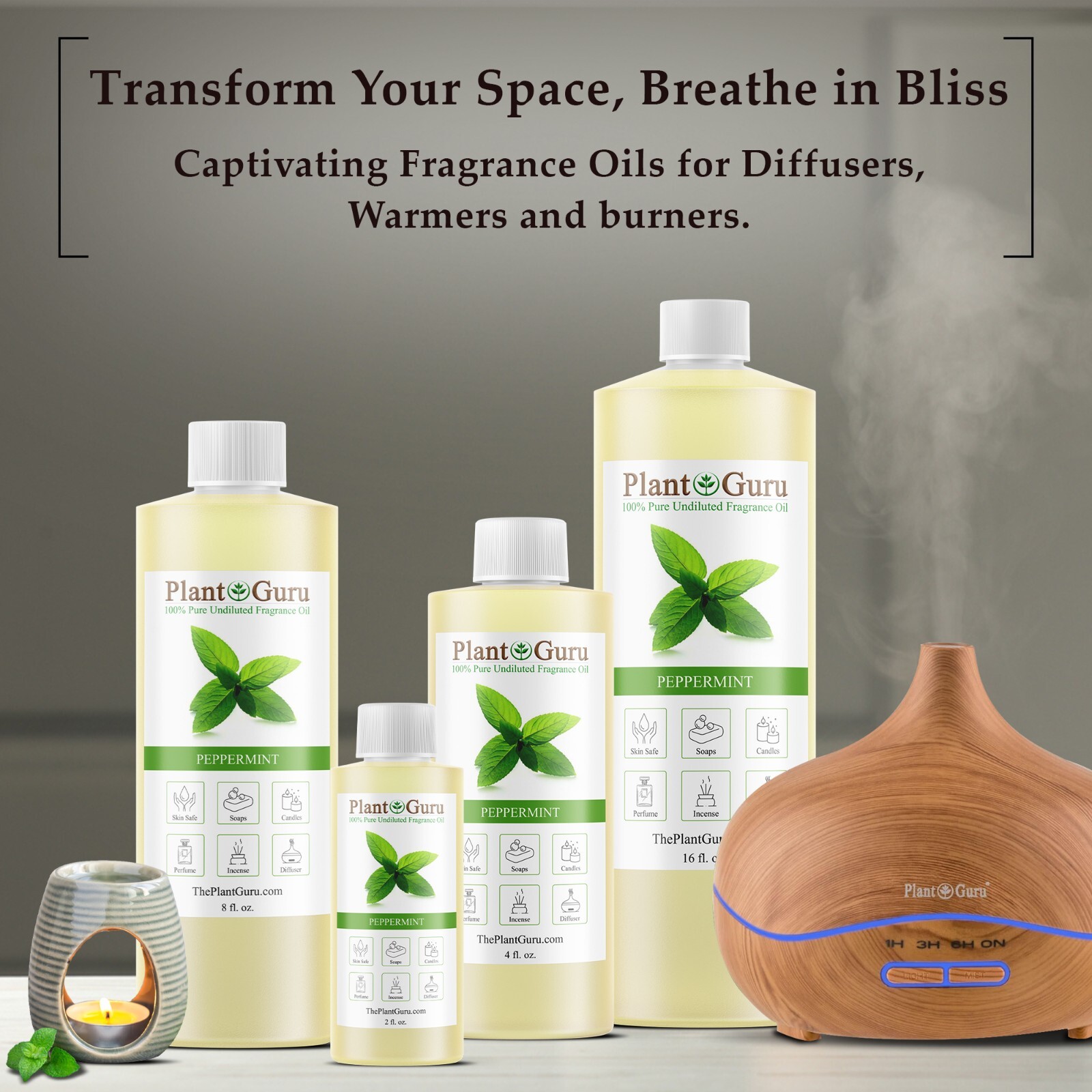 Peppermint Fragrance Oil For Candle, Soap Making, Diffuser and Burners