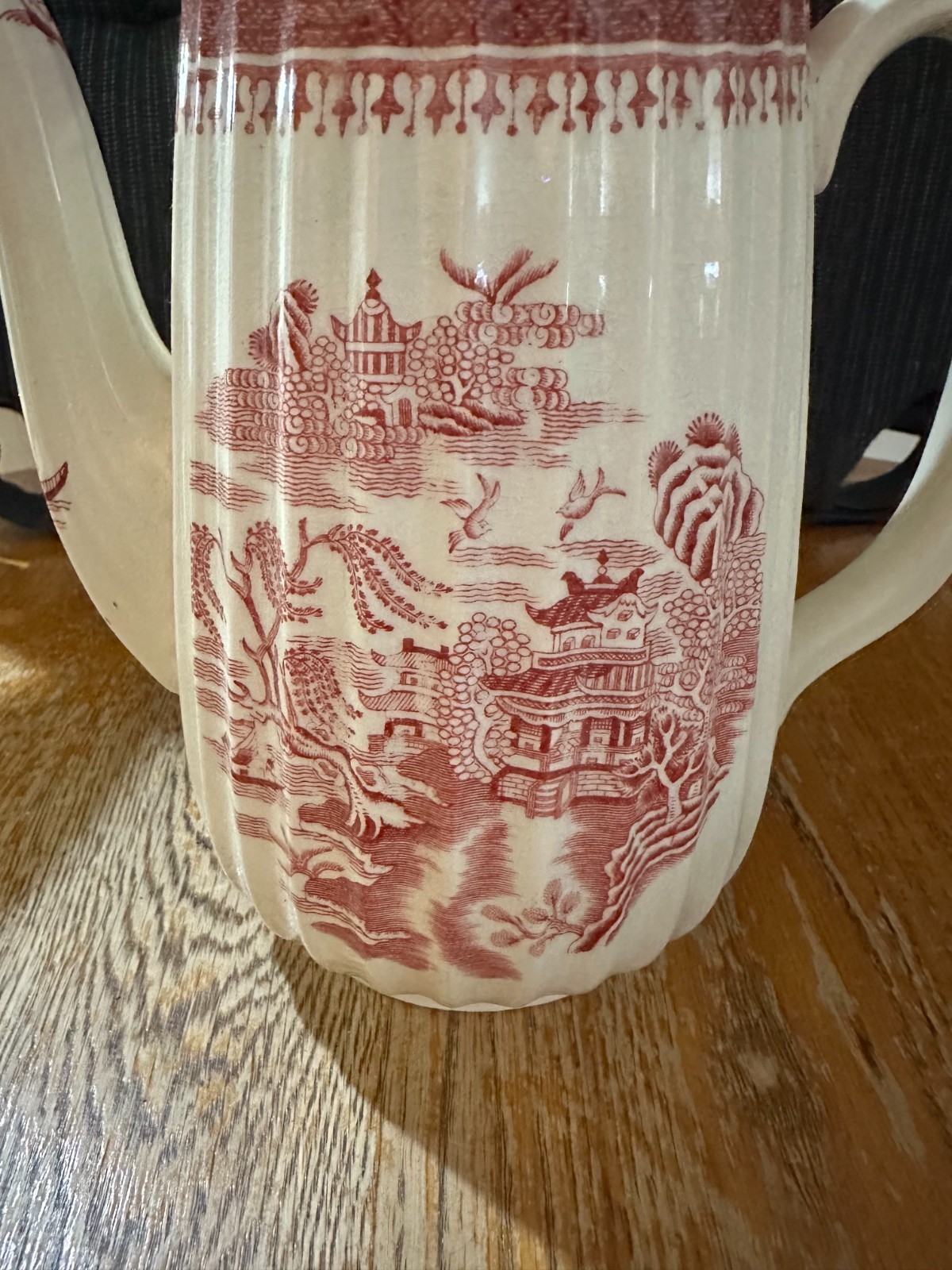 Vintage Spode “Mandarin” Teapot – Red and Beige Chinese Village Scene, English P