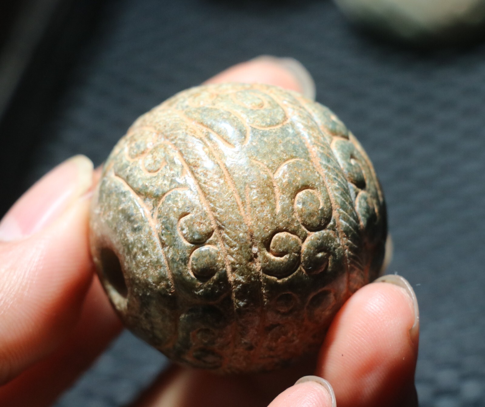 A Pair Exquisite Chinese Hetian Old JADE Linking Fortune Large Ball Sphere 40MMs