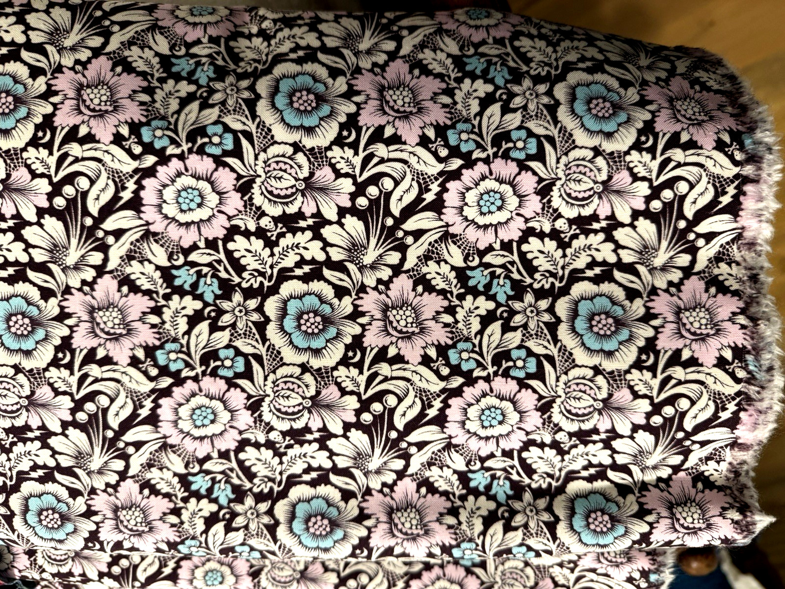 OOP 1/2 YD NIGHTSHADE Mini SPIDER BLOSSOMS Floral Cotton Quilt Fabric Tula Pink