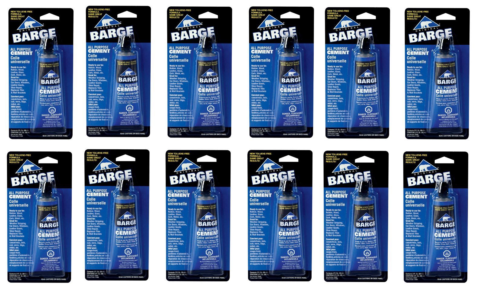 12 Tubes Barge All-Purpose Cement 2 oz.