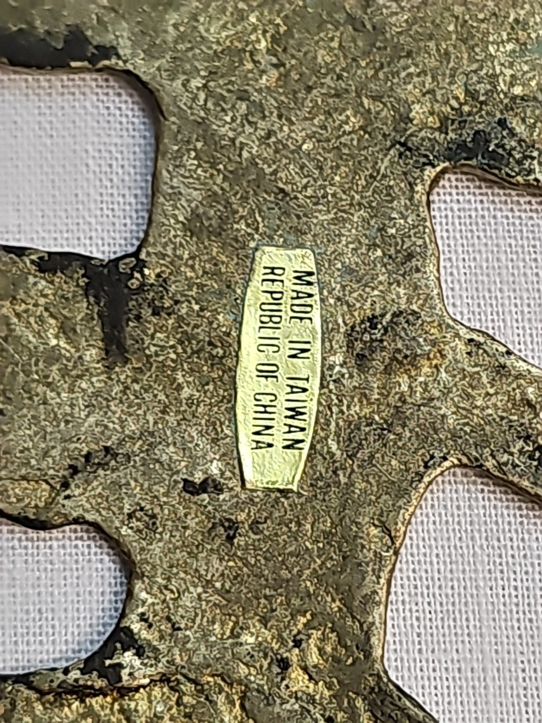 Vintage Solid Brass Chinese Character For Luck Taiwan 6in x 4.5in