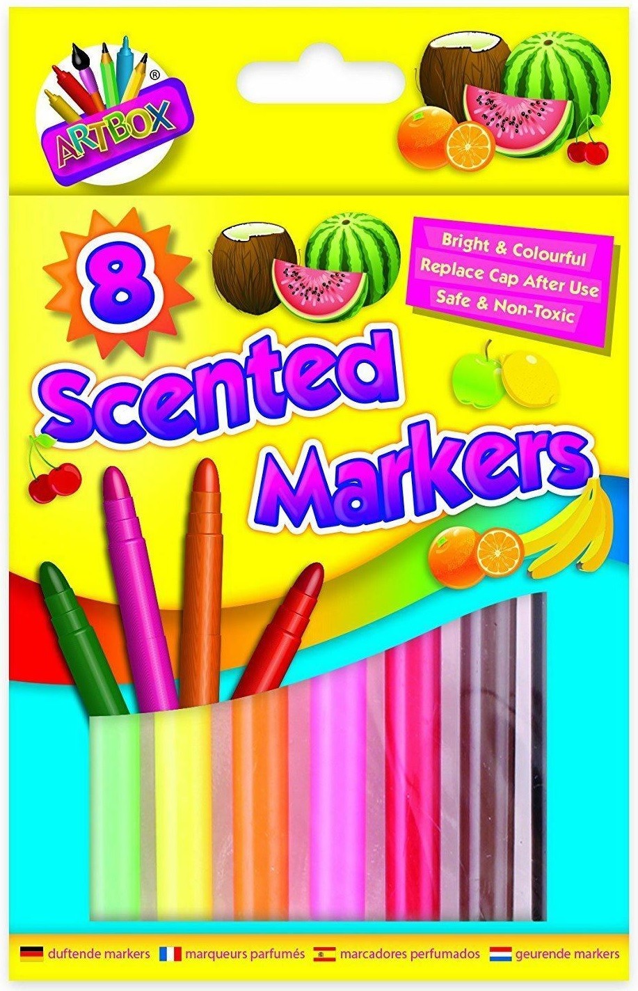 8 BRIGHT COLOUR SCENTED MARKERS NON TOXIC FOR SCHOOL KID CHILDREN ACTIVITY 1095