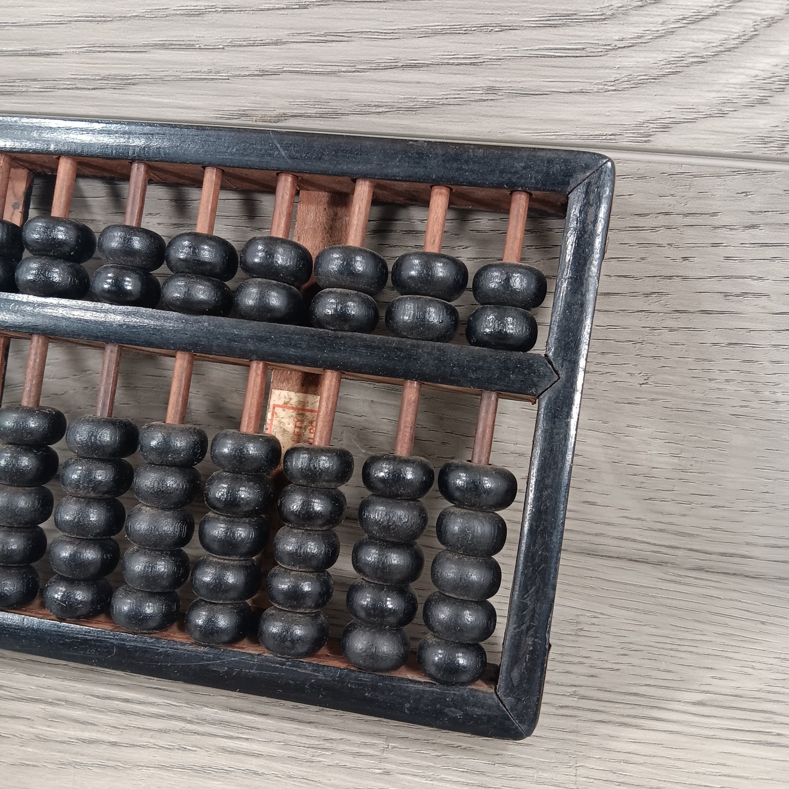 Vintage Chinese Abacus Lacquered Wood Brass 11 Rows 77 Beads Wang Hing 8.75″ x 5