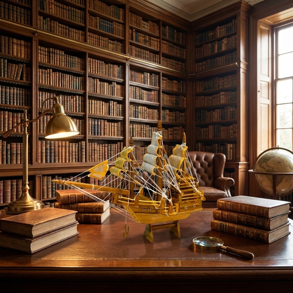 Golden Teak Chinese Junk Ship Model for Prosperity and Fortune
