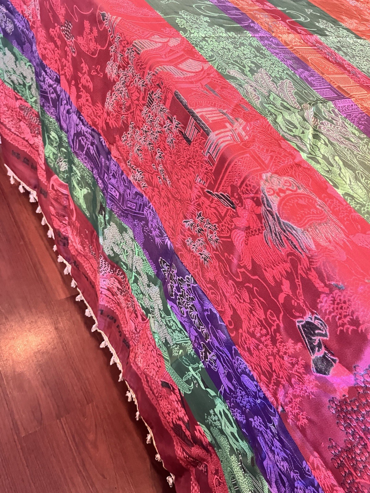 Vintage Large Chinese Silk Brocade Tablecloth Tapestry “Hundred Children” 82×86”