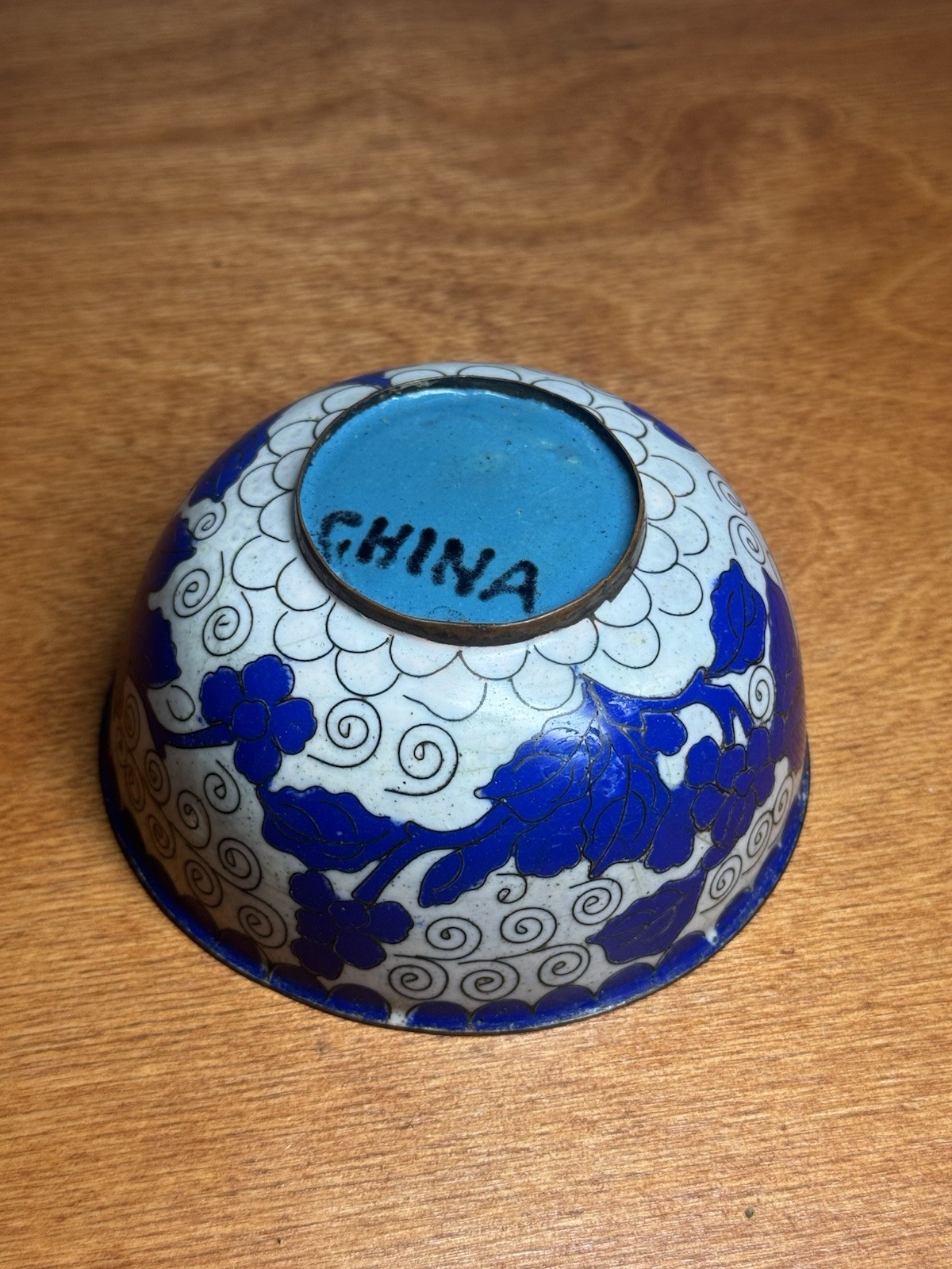 Antique Chinese Cloisonne Bowl Dragons enamel on copper