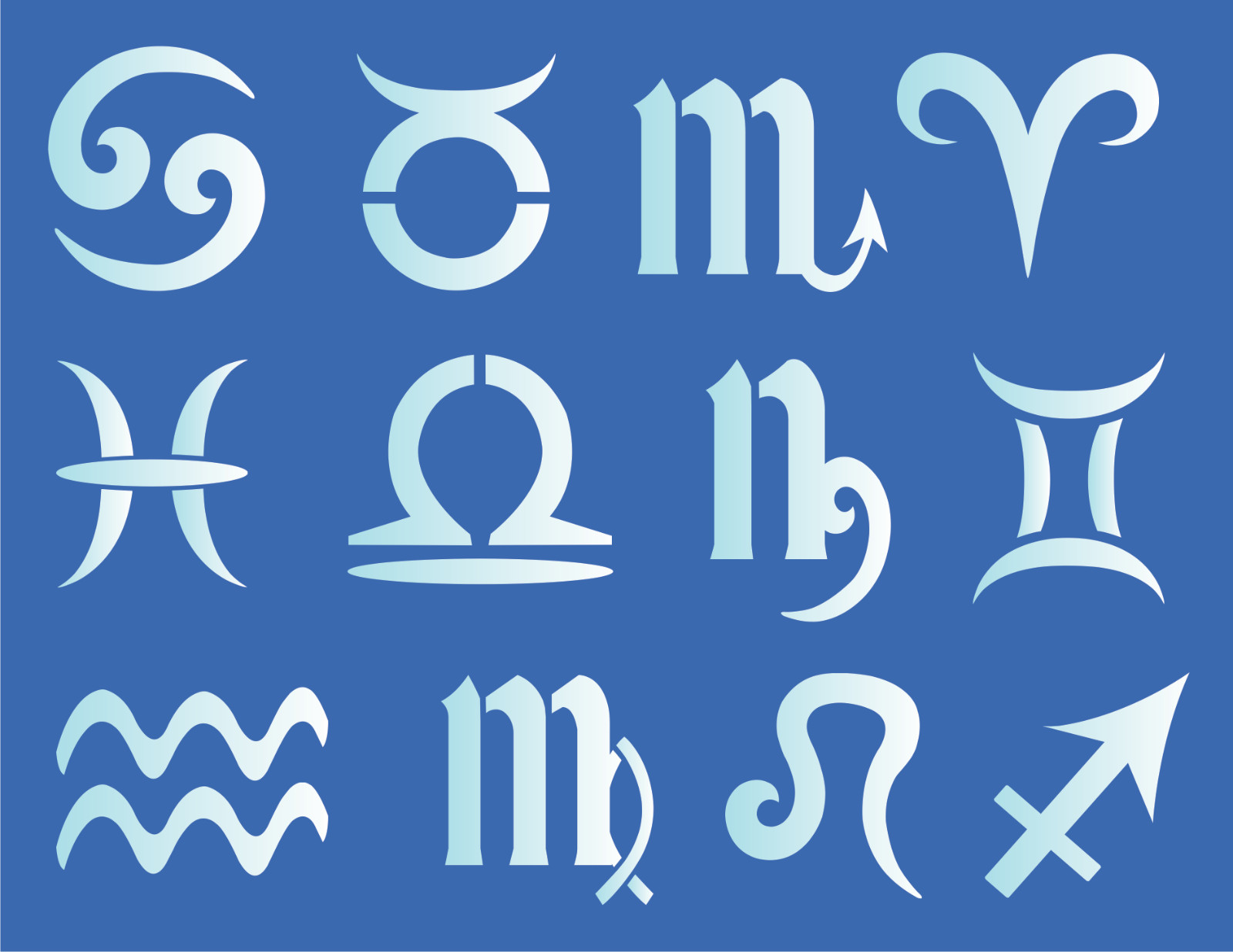 Stencils by Joanie Zodiac Horoscope 2″ Symbols Astrology Aries Libra DIY Signs