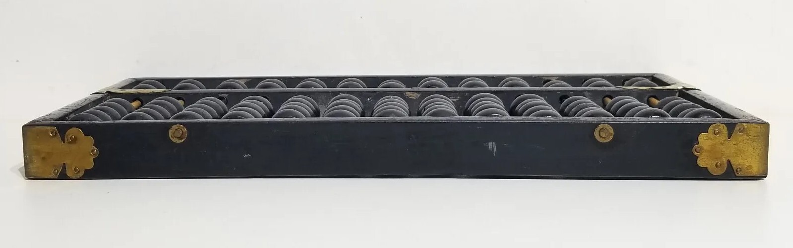 Vintage Mid Century Lotus Flower Wood & Brass Abacus People’s Republic Of China