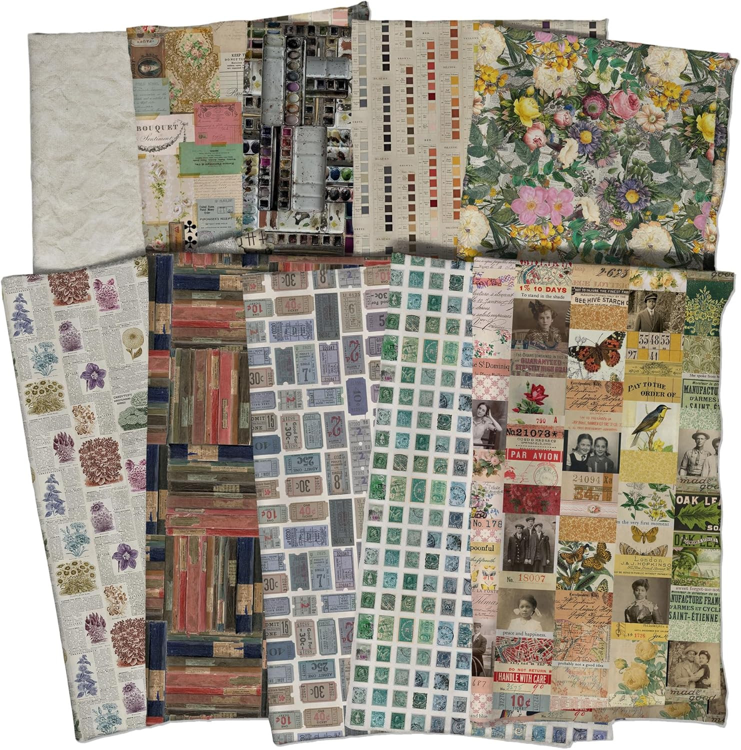 Eclectic Elements Palette: Multi Fat Eighth Bundle (10 Pieces) by Tim Holtz for