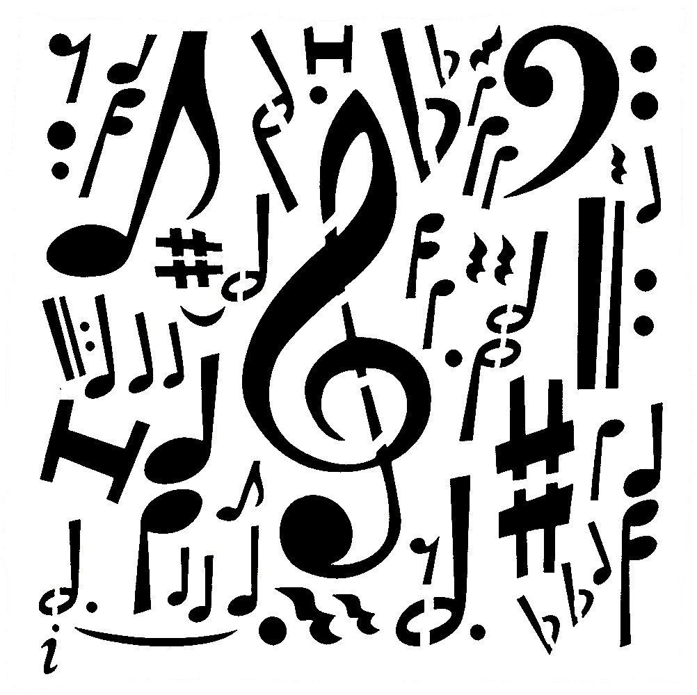 Really Great Stencils, Treble Clef 2, 5.9×5.9″, Music, Notes, Sharp, Bass, 1/4