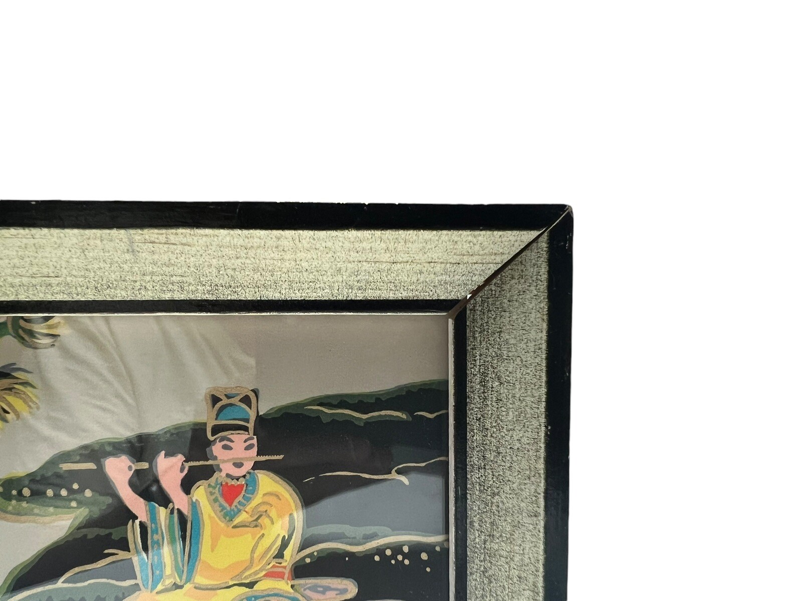 Vintage Small Framed Chinese Silk Screen Painting 6.5″ x 4.5″ Signed