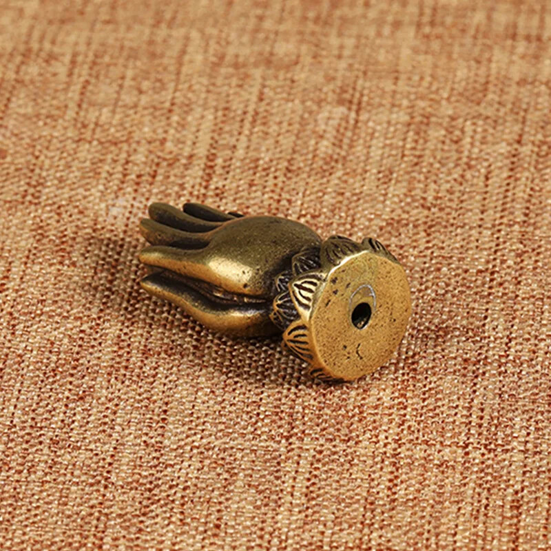 Handmade Brass Buddhism Praying Hand Lotus Copper Zen Bracelet Beads Desk Decor