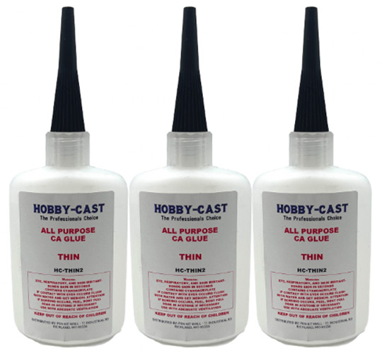 3 PK – THIN 2oz Bottle “Super Glue” HOBBY-CAST Cyanoacrylate CA Glue