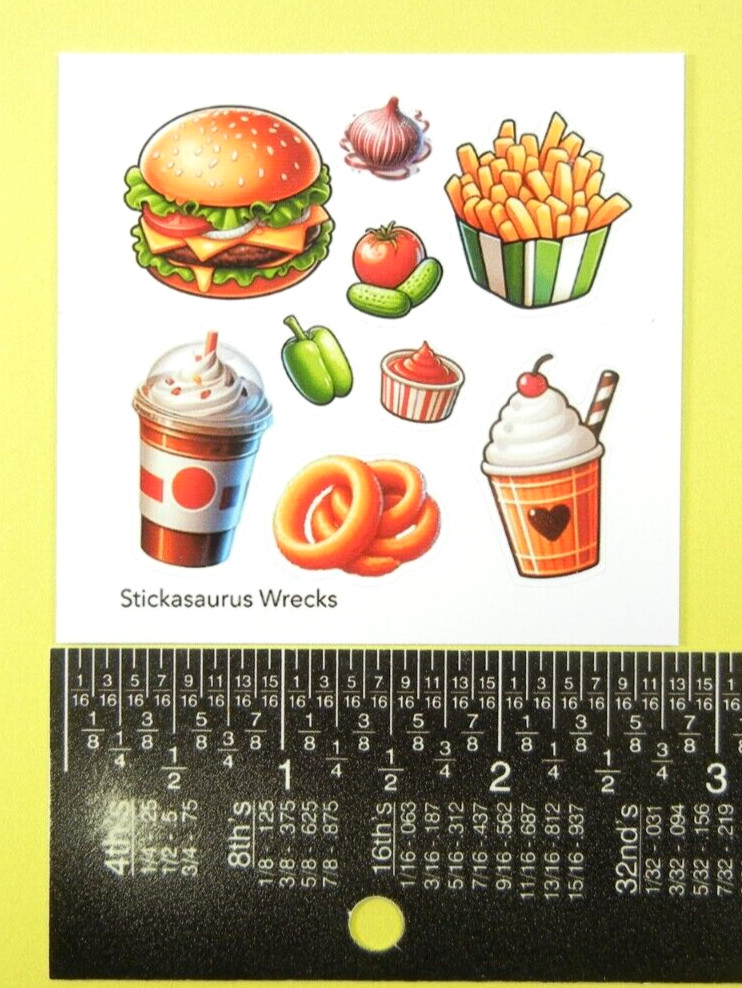 Hamburger French Fries & Ice Cream Food Mini Sticker Sheet