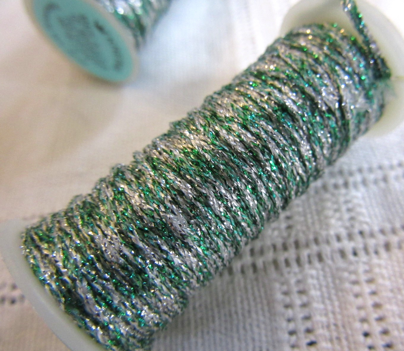 2 Kreinik Metallics Iron-on #6355 WINTERGREEN Medium #16 Braids Thread lot