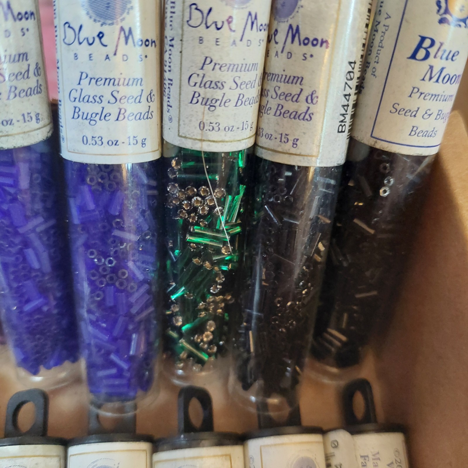 Mixed Lot Of 18 Blue Moon Seed Beads