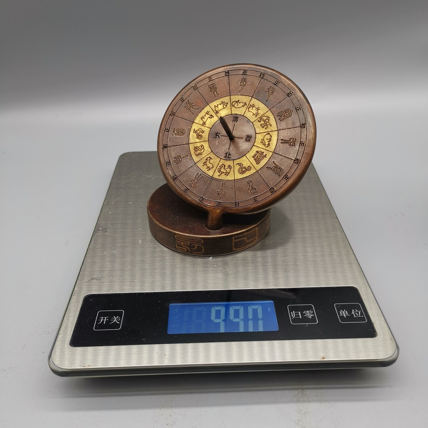 Pure Copper Sundial Compass Ornaments Red Bronze Ornaments of The Chinese Zodiac