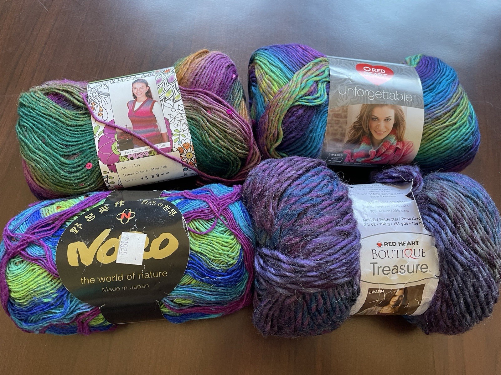 Variegated Mix Yarn Lot – NORO, Red Heart, Yarn Bee Lot of 4