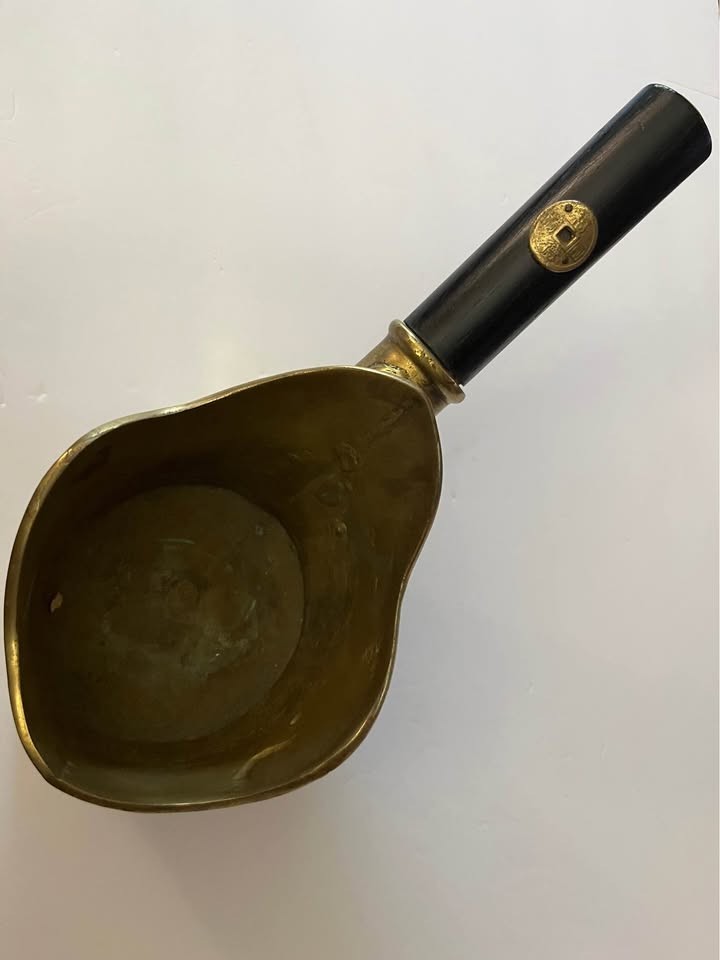 Vintage Chinese Brass Silk Iron (Coal) W Wood Handle