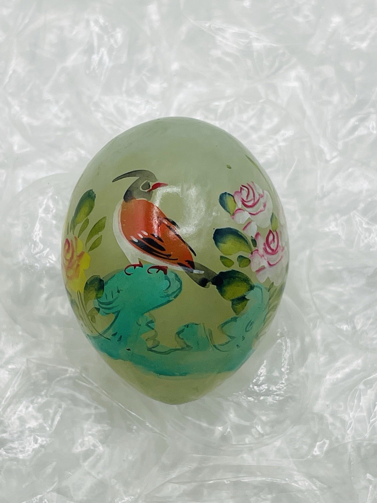 VTG Oriental Hand Painted Jade 1.5” Birds Dragon Flower Lot Of 9 Miniature Eggs