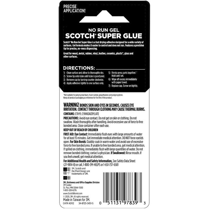 Super Glue Gel 2-Pack Dries Quickly Permanent Hold Wood Metal Plastic Glass New