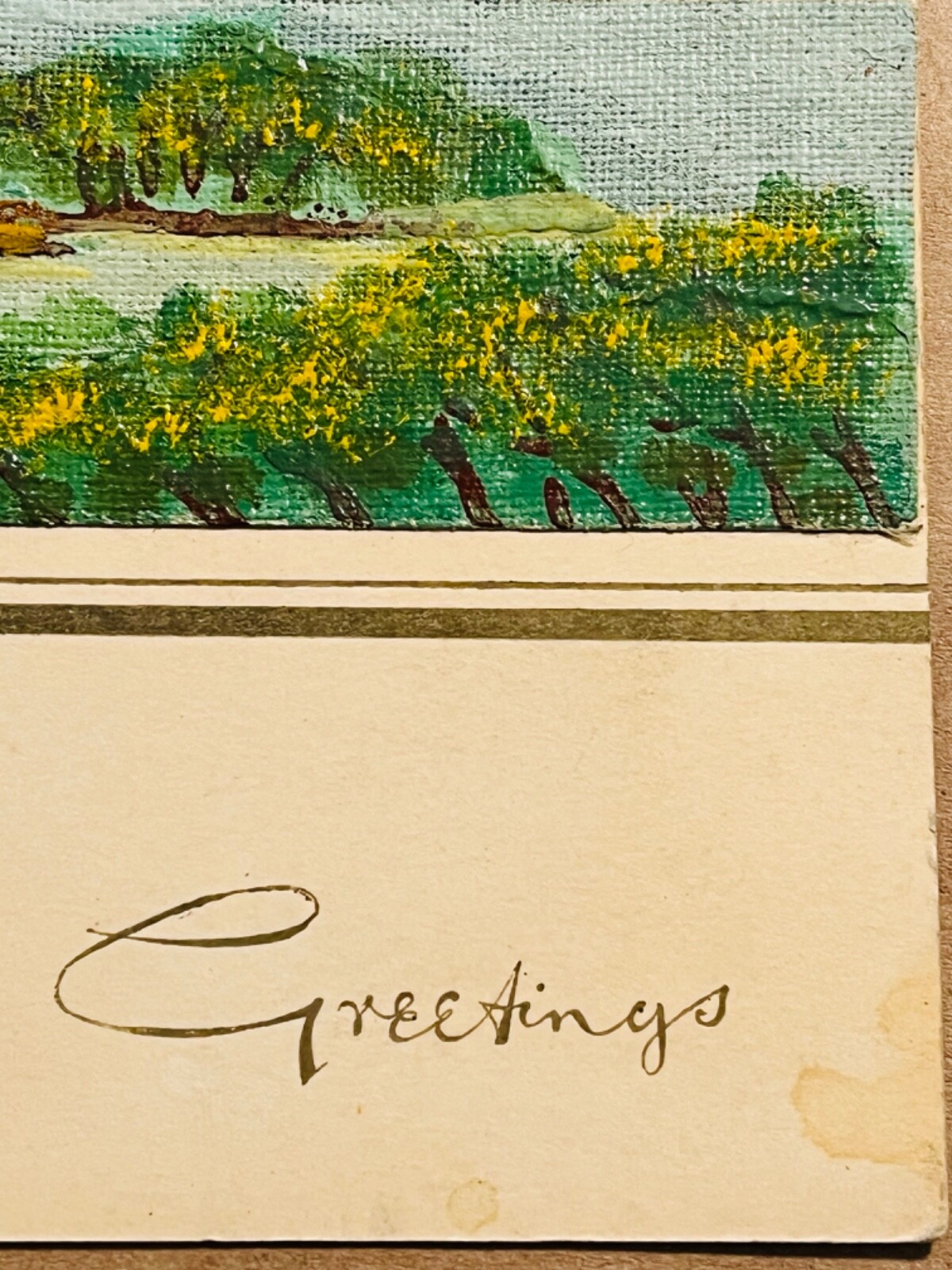 Hong Kong Hand Painted China Seasons Vintage Greetings Card 1950s