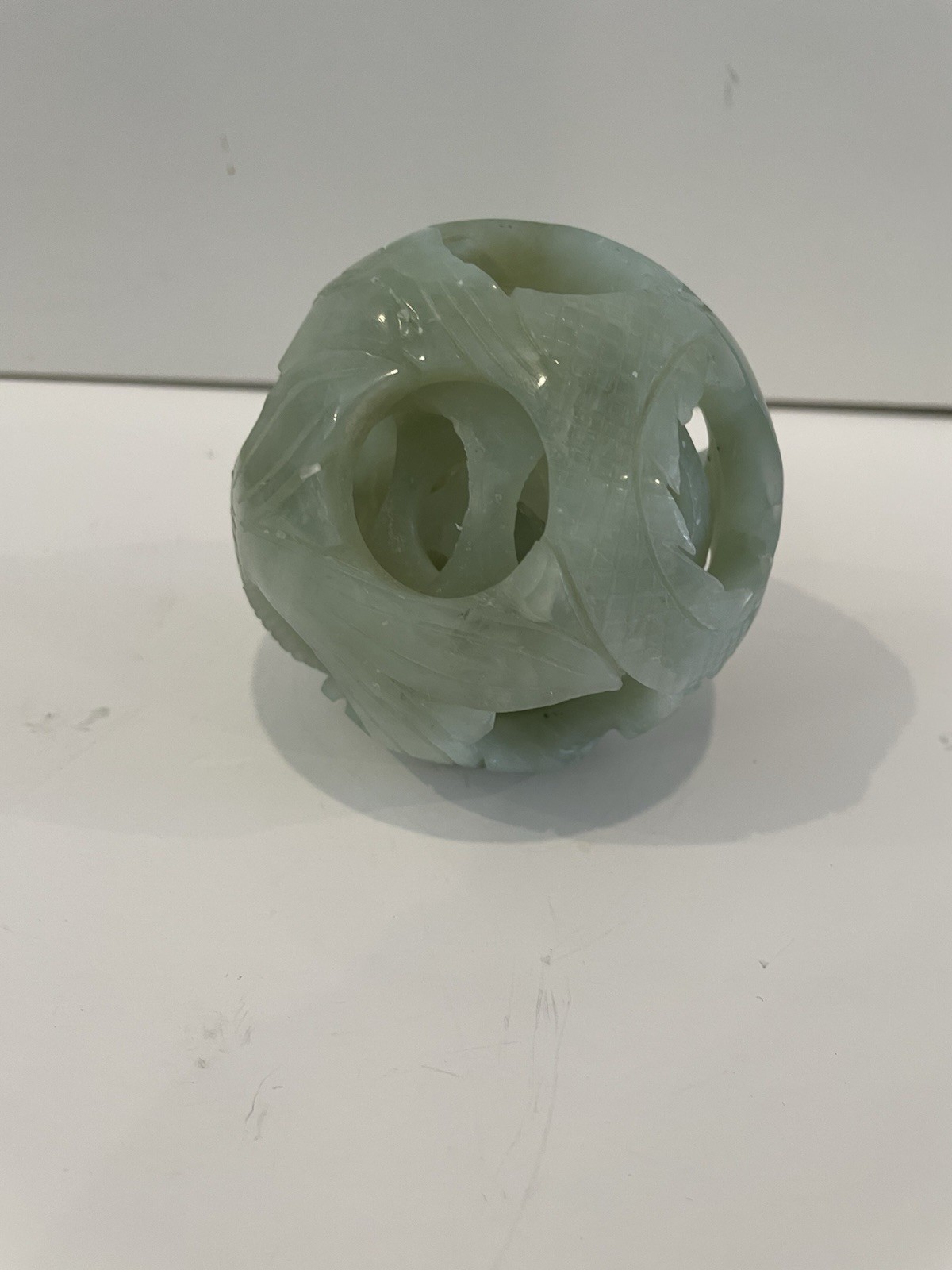 Chinese Puzzle Ball Jade Sphere Serpentine Round 3.5 Inch Preowned 5 Layers