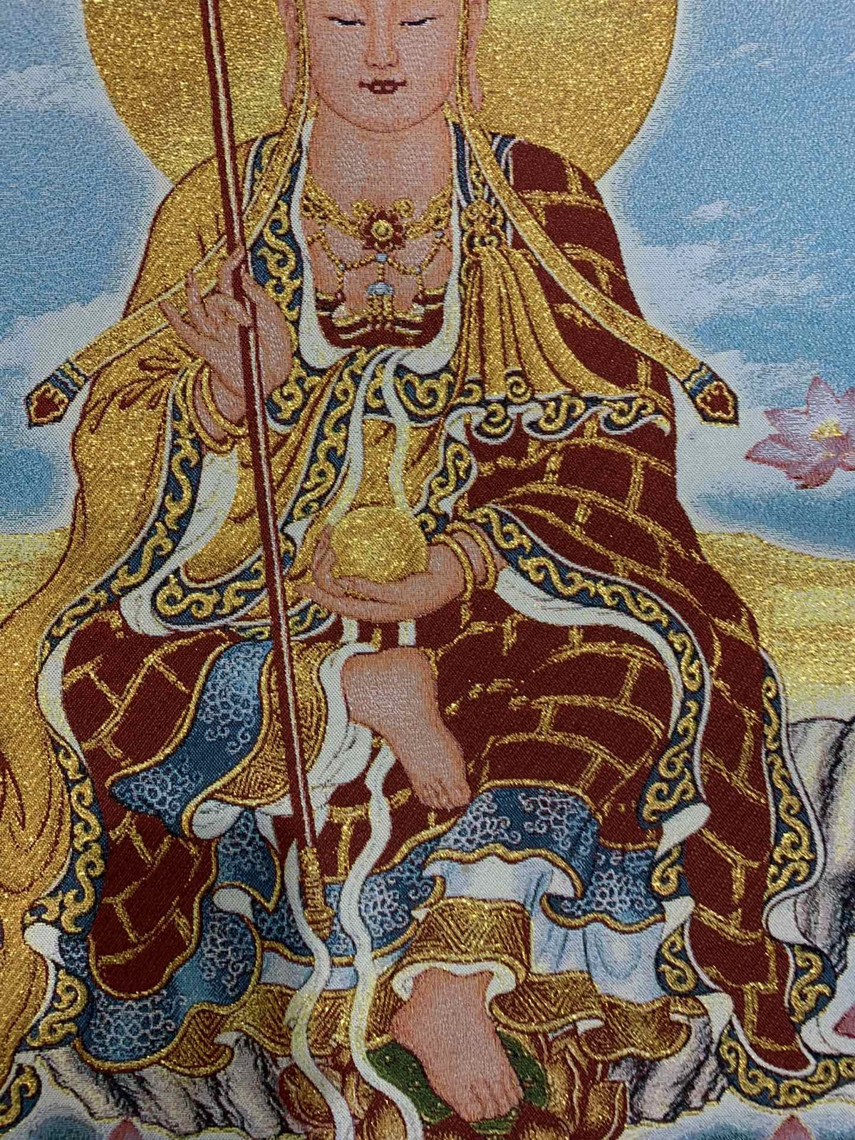 36″ China Cloth Silk Ksitigarbha Painting Mural Wall Hanging Tapestry Tangka 9