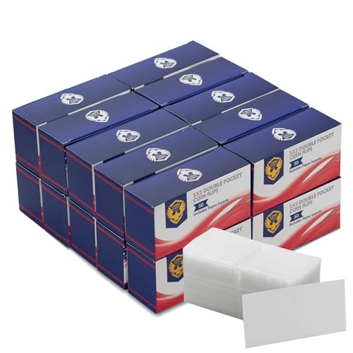 100 Double Pocket Coin Flips PVC Free Clear Vinyl Holders with Inserts 2×2 100.0