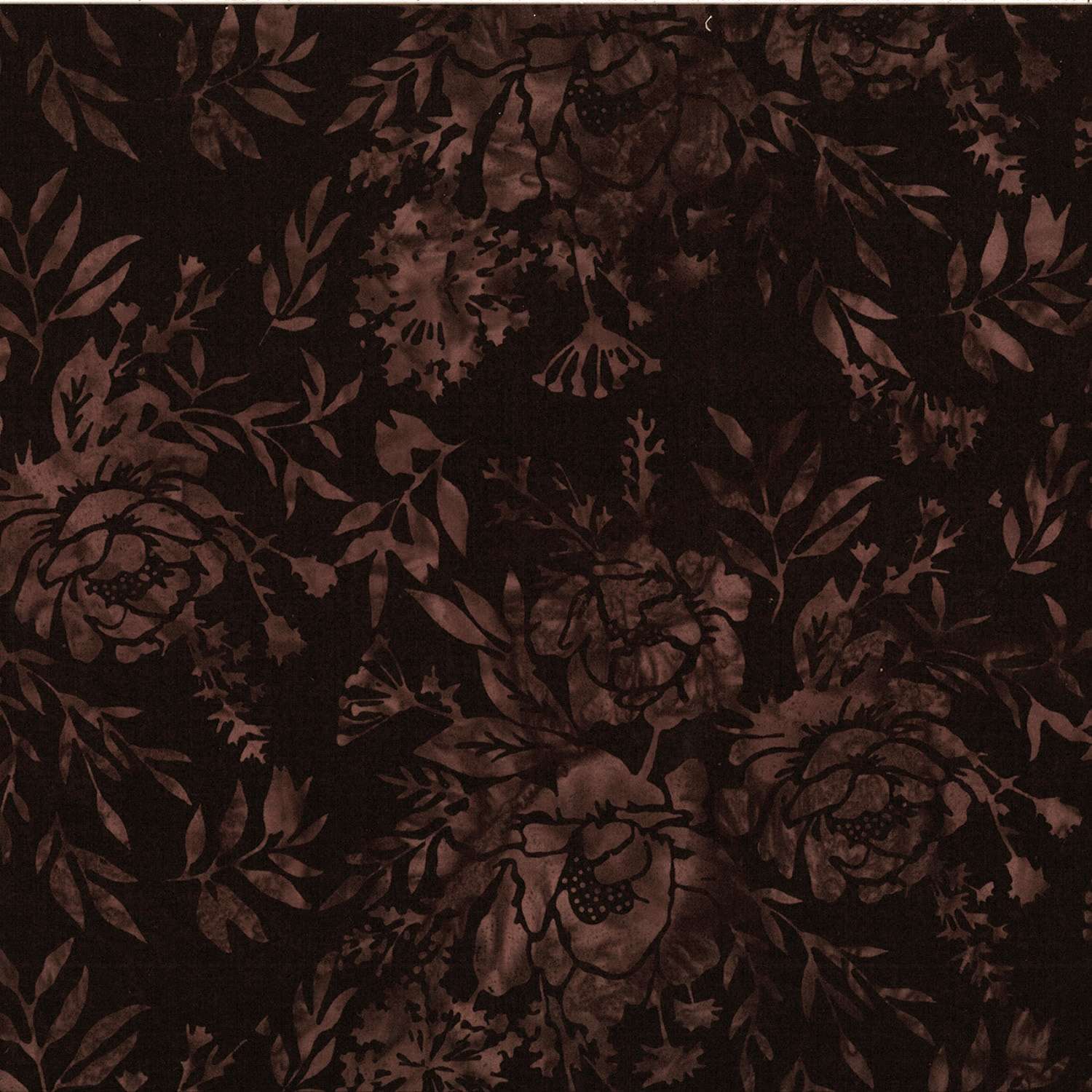 Hoffman – Bali Batik – Earthy Romance – Mixed Floral & Leaves – Deep Earth, BTY